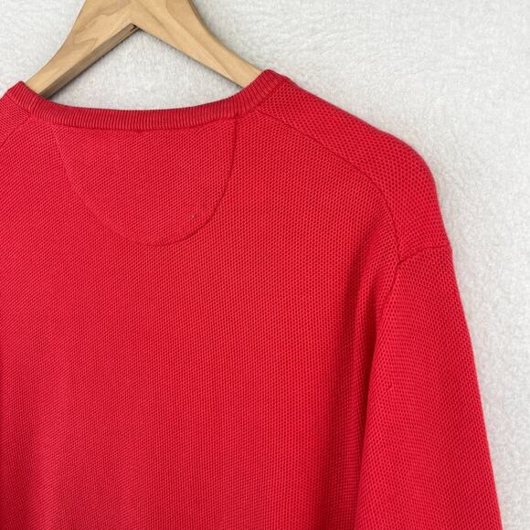 POLO RALPH LAUREN Sweater Mens S Mesh Knit Cotton Crewneck Pullover Jumper Red - Picture 9 of 16